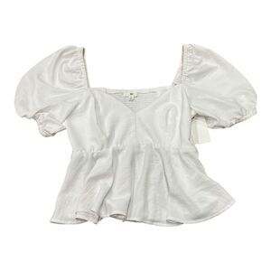 BP. White Lantern Sleeve Crepe Peplum Babydoll Top S